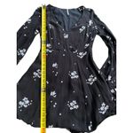 Free People  Jasmine‎ Embroidered Black Floral Bell Sleeve Mini Dress Size 6 Photo 9