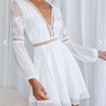 Angel Biba White Crochet Bell Sleeve Dress Photo 4