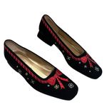 Nina Vintage  80’s Black velvet embroidered holiday novelty flats Photo 1