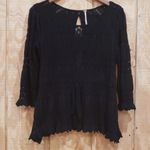 Free People Fire Island Black Crochet Knit Lace Tie Waist Top Size S Photo 0