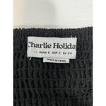 Charlie Holiday Black Puff Sleeve Tie Front Mini Dress XS Smocked Back Cutout Photo 4