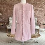 Venus Coat Jacket Tweed Fringe Pink 4 Spring Lightweight Chic Mid Thigh Pastel Photo 5