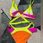 Neon Orange and Pink Bikini Set Size M Size M Photo 4