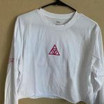 Vans Womens  66 Supply Triangle Pink/White Crop Top Longsleeve Shirt Photo 1