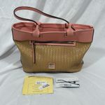 Dooney & Bourke Beacon Weave Coral Pink Zip Tote Purse Bag Photo 7