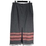 Sag Harbor Vintage Y2K Skirt Long Wool Midi Skirt Size 10 P Gray Red Woven Lined Photo 4