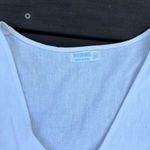 White Linen Mini Dress Babydoll Dress w/ Button Photo 3