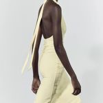 ZARA  butter yellow fitted maxi halter dress evening party wedding coctail  Photo 11