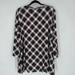 kim rogers NWT Womens 3/4 Sleeve Crew Neck Printed Shirt Holiday Tartan Plaid XL Photo 2
