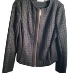 Calvin Klein Crewneck TweedTextured Black Blazer w/Gold Accents Beautiful Piece Photo 9