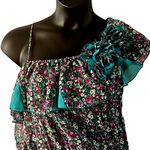 Lulumari Excellent Women’s Asymmetrical Ruffle Short Sleeve Blouse Size Large Photo 7