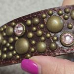 Streets Ahead Leather Pink Crystal Embellishments Belt‎ Antique Gold Tone SzL Brown Size L Photo 6