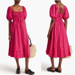 Ulla Johnson Palma Midi Dress Hot Pink Orchid Puff Shoulder Size 0 Cotton Poplin Photo 1