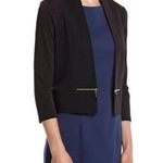 Nina Leonard New! Zipper Embellished Open-Front Cardigan Shrug Topper Black S Photo 3