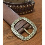 Betsey Johnson Vintage Brown Braided Leather Belt with Studs – 39” Photo 0