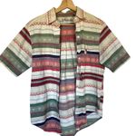 Cabin creek striped short sleeved button down shirt women's size medium cotton Photo 0