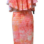 Rachel Roy NWT Pastel Orange Ruffled Top Midi Dress 14W Photo 0