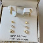 Rachel Zoe NWT Cubic Zirconia Sterling Silver Earrings Set of 4 Photo 1