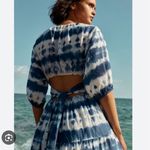 Mango  MNG Blue Tie Dye Open Back Puff Sleeve Cotton Maxi Dress 8 Photo 3