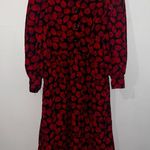Who What Wear  Women's Red Leaf Patterned Dress Size Small side zipper Photo 0