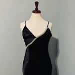 ZARA Bloggers Fav Black Satin Effect Rhinestone V-Neck Midi ChristmasDress Sz M Photo 12