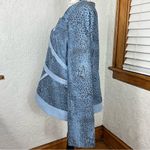 VTG Cheetah Denim Cut Out Blouse Blue Size 14 Photo 2