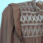 Blu Pepper Brown Boho Embroidered Bishop Sleeve Top Size S Photo 7
