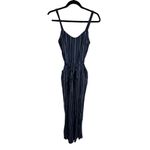 Hollister  Navy Blue Striped Cropped Wide Leg Tie Soft Jumpsuit Small Photo 1