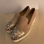 Karl Lagerfeld  beige suede pearl stud platform shoes size 9.5 Photo 9