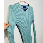 SIMON MILLER Teal Light Blue Ribbed Long Sleeve Fitted Maxi Dress Size Medium Photo 7