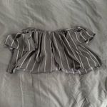 American Threads Black and White Stripe Off the Shoulder Top Photo 3