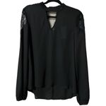 Love Riche  size large long sleeve black lace top v neck front & back sexy dainty Photo 10