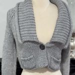The Limited  Gray Cropped Cardigan Sweater with Sparkle Thread Photo 6