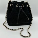 Henri Bendel  Black Sparkle Bucket Bag Gold Chain Strap Photo 0