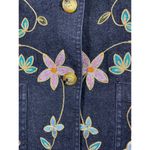 Vtg Maggie‎ Sweet Jean Blazer Jacket Women M Black Floral Embroidered Sequin Art Size M Photo 3