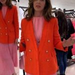 ZARA  Tweed Weave Jeweled Buttons Blazer Jacket Orange Size XS NEW Photo 3