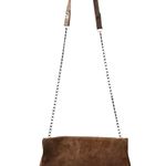 Via Mia Distressed Leather Brown Chain Strap Crossbody Purse Photo 2