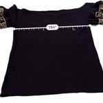 Free People  Rock With It Black Embroidered Off the‎ Shoulder Pullover Top Sz M Photo 9