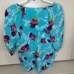 Yumi Kim  Small 100% Silk Turquoise Floral 3/4 Sleeve Blouse size XS Photo 1