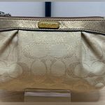 Coach  Gold/Cream/Bronze Canvas Signature C Cinched Large Wristlet Photo 1