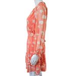 Simply Vera  Vera Wang Coral Floral Chiffon Belted Ruffles Midi Dress Size Medium Photo 2