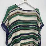 Talbots Silk Multicolor Striped Overlay Shawl Sheer Size S/M Preppy Photo 1
