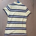 Tommy Hilfiger  Yellow and Blue Striped Polo Shirt woman’s size Large preppy Photo 5
