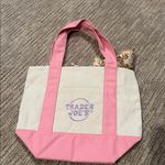 Trader Joe's mini pastel canvas tote with decor Pink Photo 3