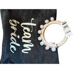 Walmart NWT Womens Team Bride Black & White Tote Bag Detachable Woven Ring Handles Pom Photo 3