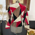 Vntg Karen Arnold Patchwork Leather Jacket Red Cream Colorblock Y2K Photo 8