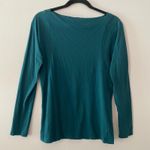 Demylee New York Aqua Blue Wide Neck Long Sleeve Shirt Women's size Medium Photo 0