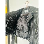 SAMANTHA SIPOS Black Ribbed 100% Leather Biker Cropped Jacket Size Extra Small Photo 9