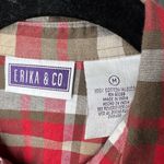 Erica &‎ Co Plaid Shirt Medium Short Sleeve Button Up Casual Red Cotton Photo 4