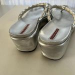 Prada Women’s Sandals 38.5 8 Leather Thong Flip Flops silver y2k 2003 collection Photo 3